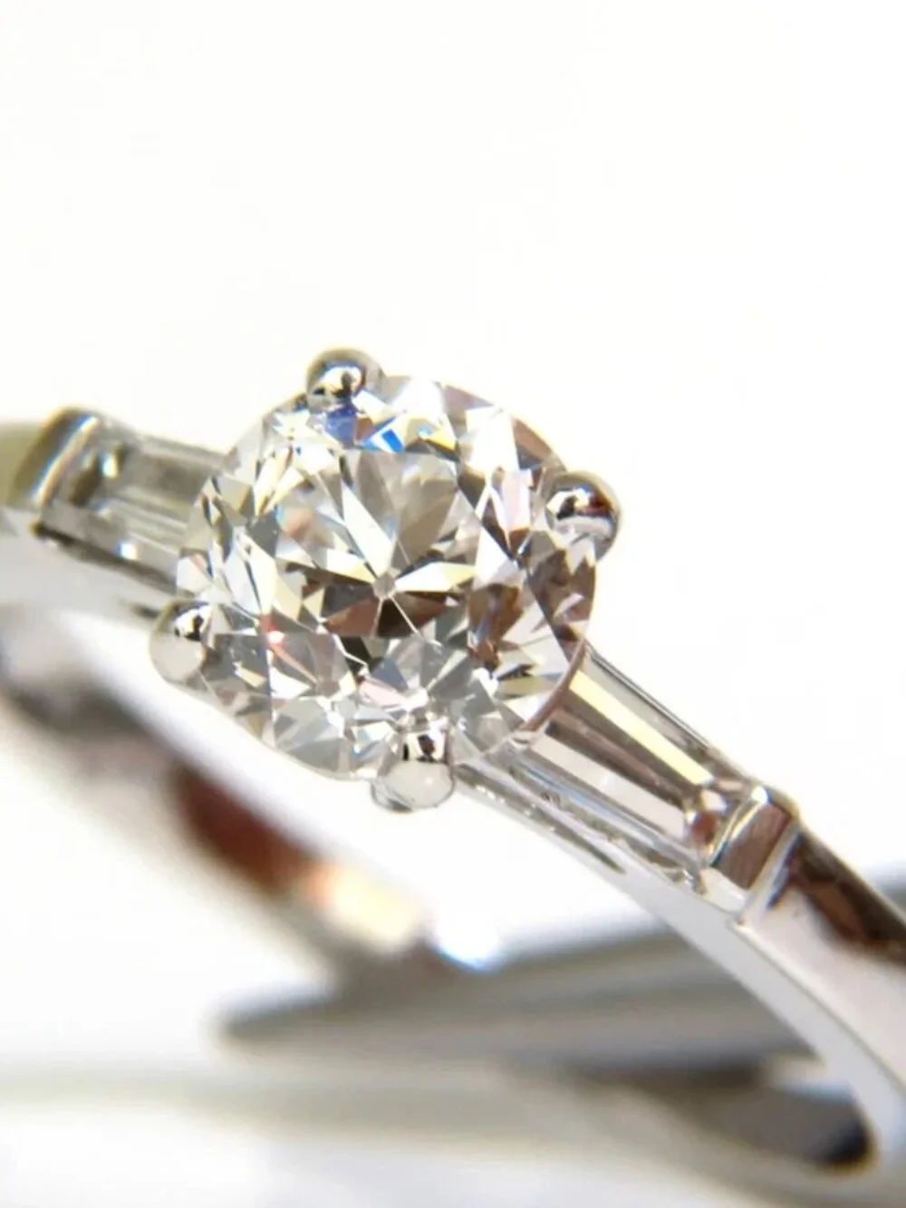 GIA CERTIFIED 1.01CT EUROPEAN CUT NATURAL DIAMOND RING F/VS2 PLATINUM*